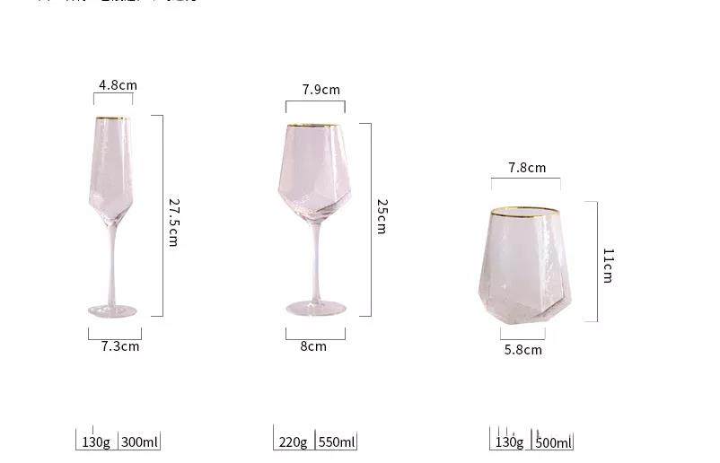 Nordic vintage crystal goblet golden luxury champagne glass|300ml