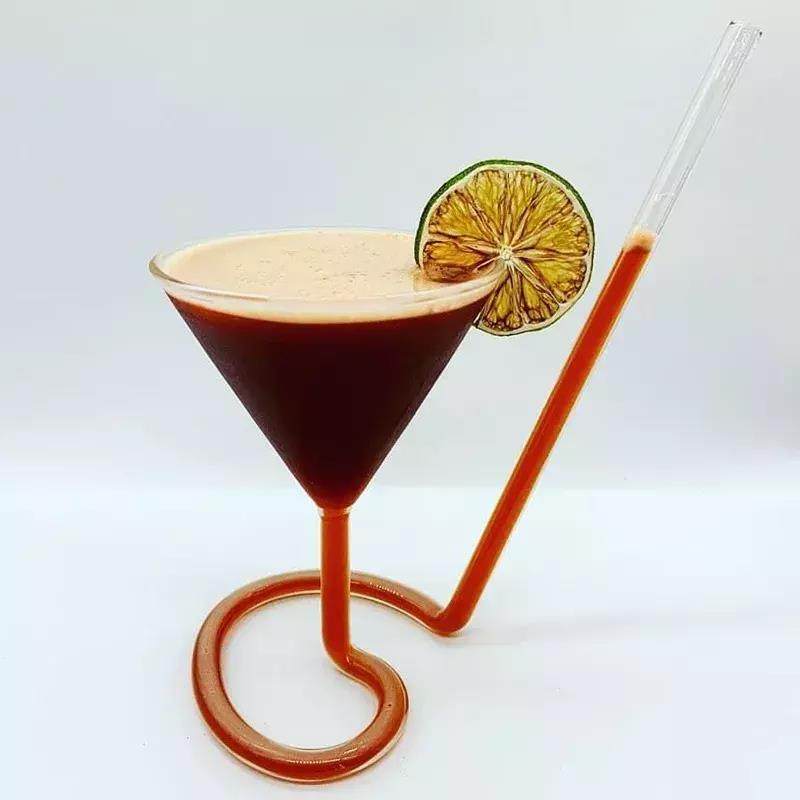 New spiral cocktail glass with built in straw, revolving martini creative vampire glass, long tail cocktail straw wine glass|4oz