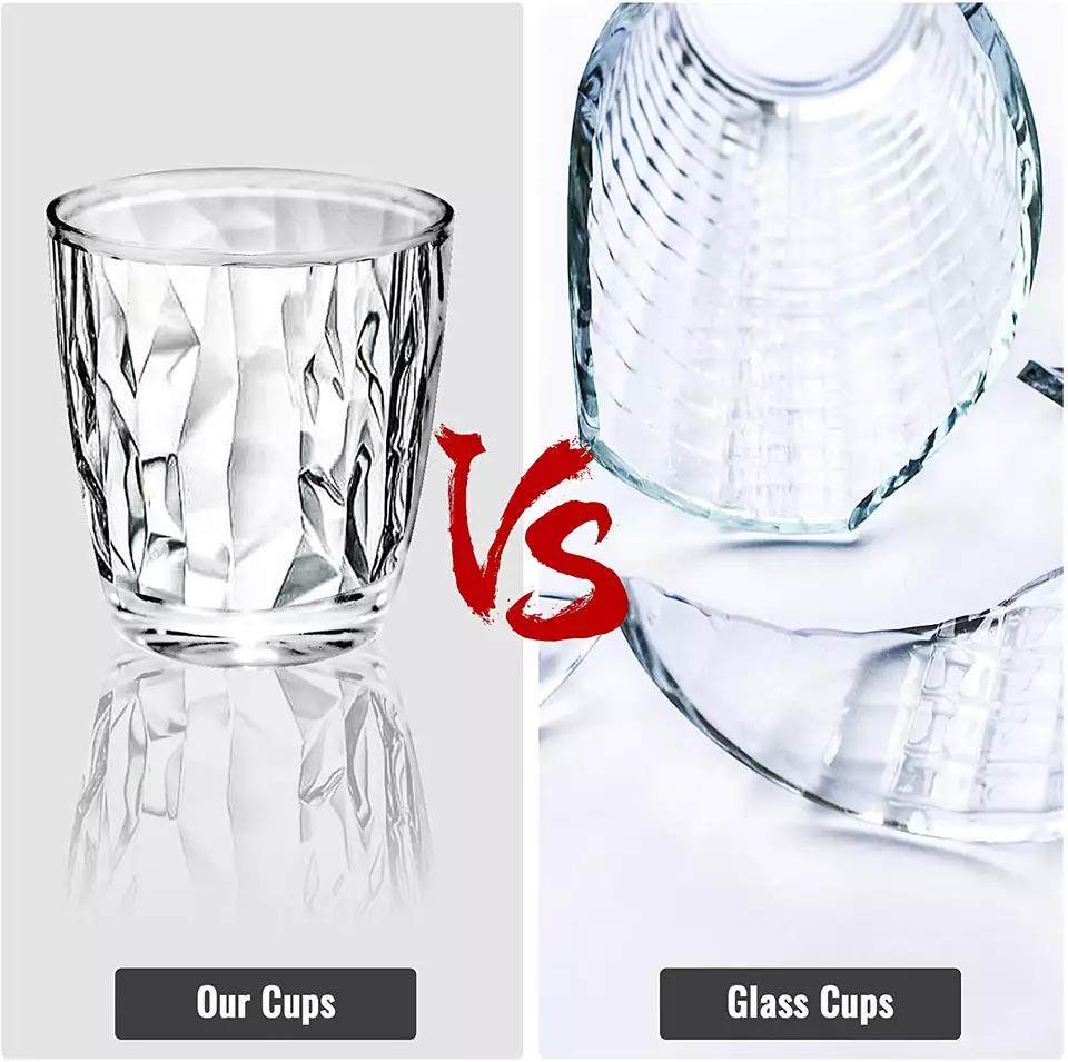 Plastic Water Tumblers Transparent Unbreakable Drinking Glasses Clear Acrylic Reusable Juice Wine Cups for Home Picnic|10oz