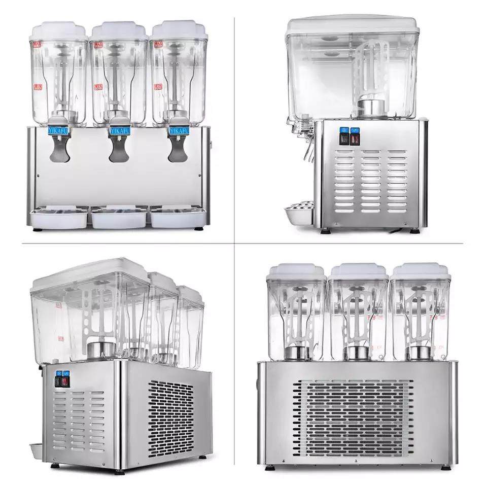 54L Stainless Steel Cold Juice Beverage Dispenser Commerical Cooler Drinks 3x18L - GRACE