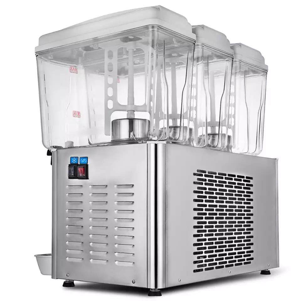 54L Stainless Steel Cold Juice Beverage Dispenser Commerical Cooler Drinks 3x18L - GRACE