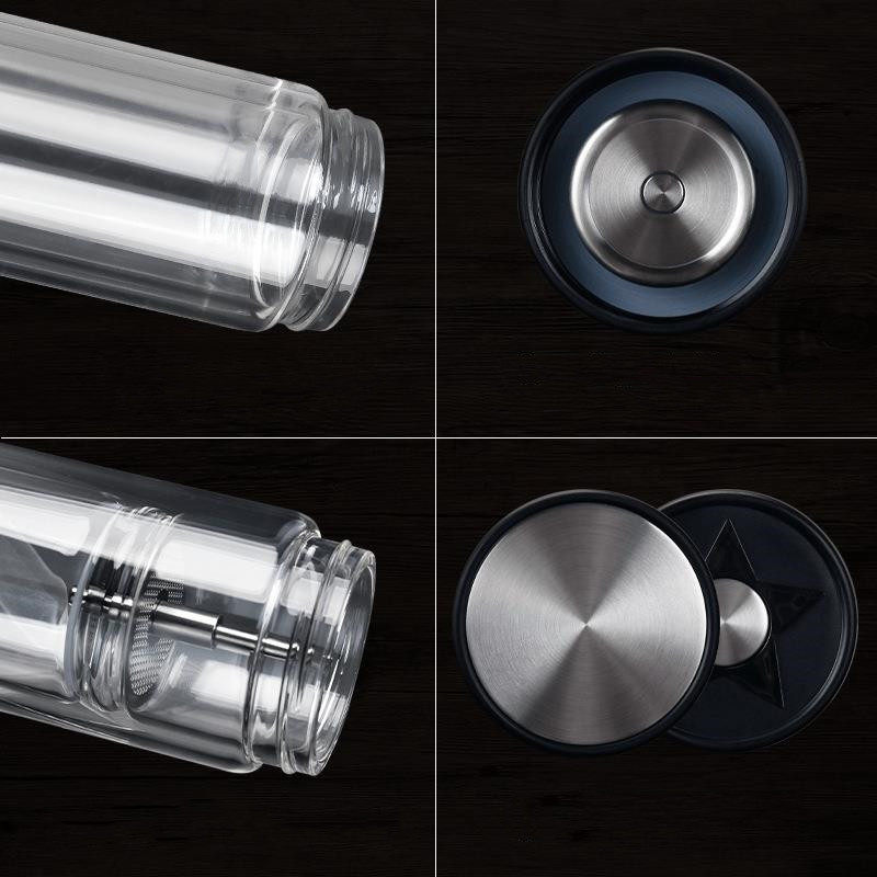 Double-layer high borosilicate tea separation cup simple tea insulation glass|350ml