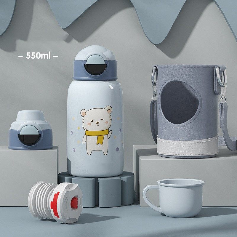 CHILDREN SMART THERMOMETER STRAW THERMOS CUP | 19 OZ 550ML