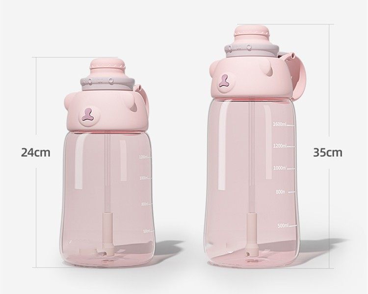 SUMMER PORTABLE STRAW LARGE CAPACITY WATER BOTTLE CHILDREN CUTE POT BELLY CUP | 42 OZ 1200ML