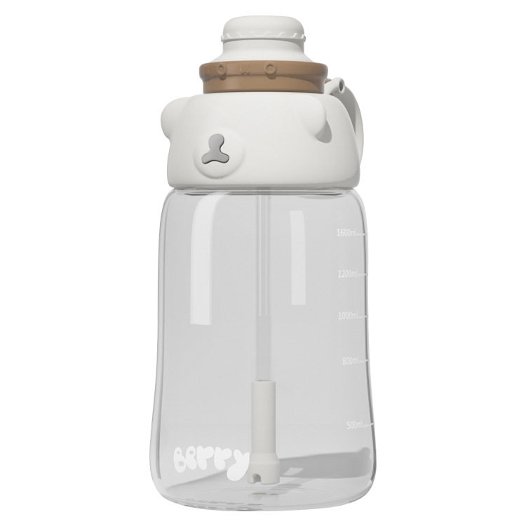 SUMMER PORTABLE STRAW LARGE CAPACITY WATER BOTTLE CHILDREN CUTE POT BELLY CUP | 42 OZ 1200ML