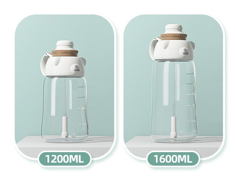 SUMMER PORTABLE STRAW LARGE CAPACITY WATER BOTTLE CHILDREN CUTE POT BELLY CUP | 42 OZ 1200ML