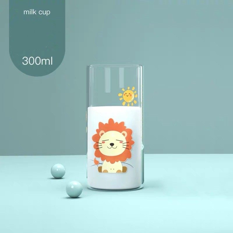 CHILDREN CARTOON MILK CUP TRANSPARENT SCALE GLASS CUP FOR TOD | 12 OZ 350ML