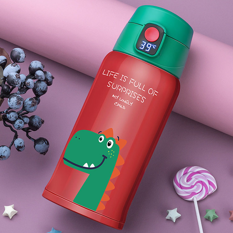 NEW CARTOON SMART TEMPERATURE MEASURING STRAW PORTABLE CHILDREN'S THERMOS CUP | 18 OZ 550ML
