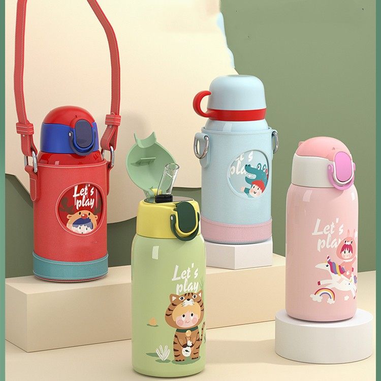 NEW CARTOON SMART TEMPERATURE MEASURING STRAW PORTABLE CHILDREN'S THERMOS CUP | 18 OZ 550ML