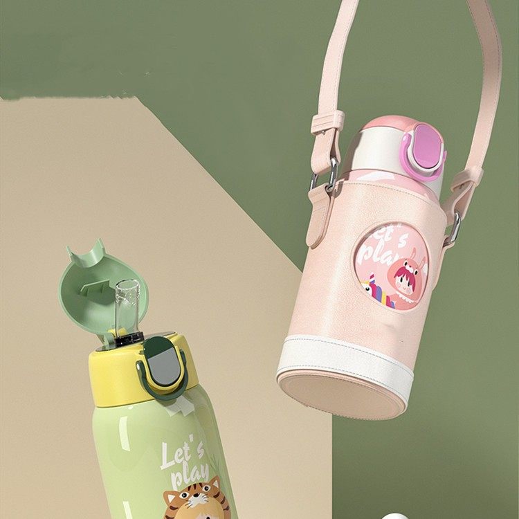 NEW CARTOON SMART TEMPERATURE MEASURING STRAW PORTABLE CHILDREN'S THERMOS CUP | 17 OZ 500ML