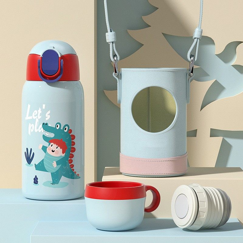 NEW CARTOON SMART TEMPERATURE MEASURING STRAW PORTABLE CHILDREN'S THERMOS CUP | 17 OZ 500ML