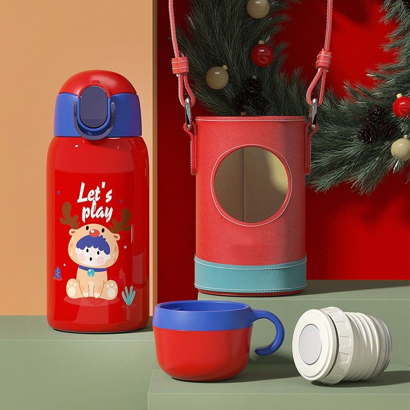 NEW CARTOON SMART TEMPERATURE MEASURING STRAW PORTABLE CHILDREN'S THERMOS CUP | 17 OZ 500ML
