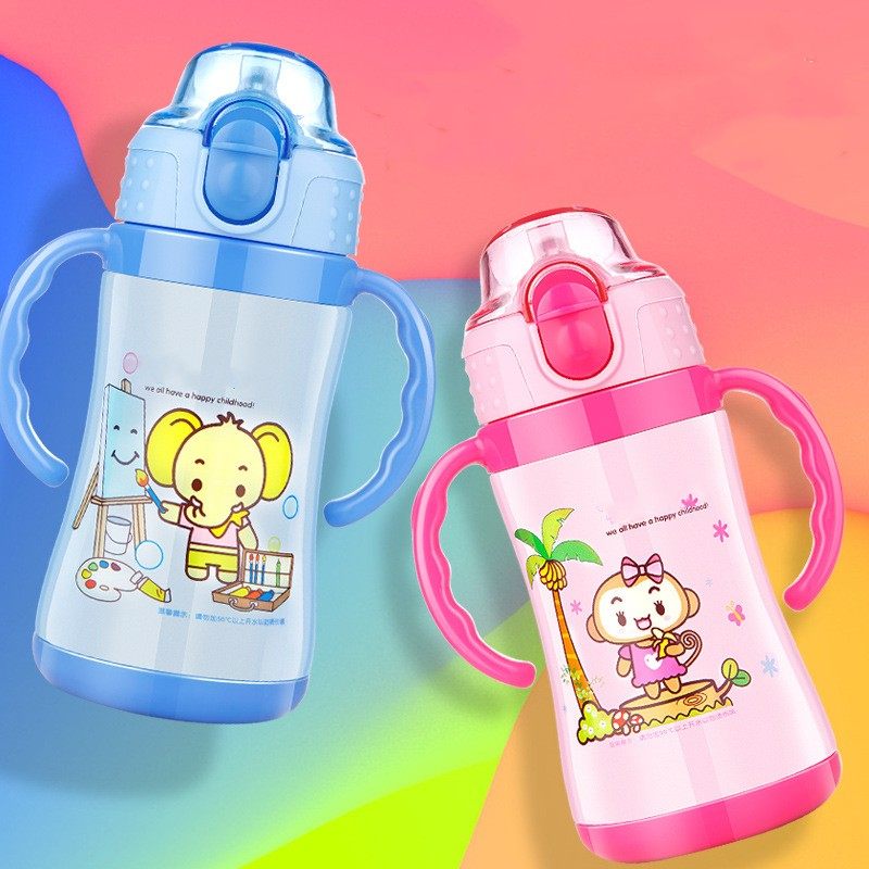NEW CARTOON SMART TEMPERATURE MEASURING STRAW PORTABLE CHILDREN'S THERMOS CUP | 18 OZ 550ML