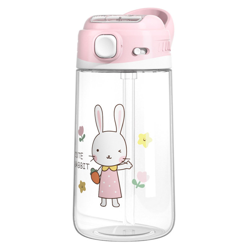 KINDERGARTEN PORTABLE CUP COVER PLASTIC STRAW CUP | 480ML