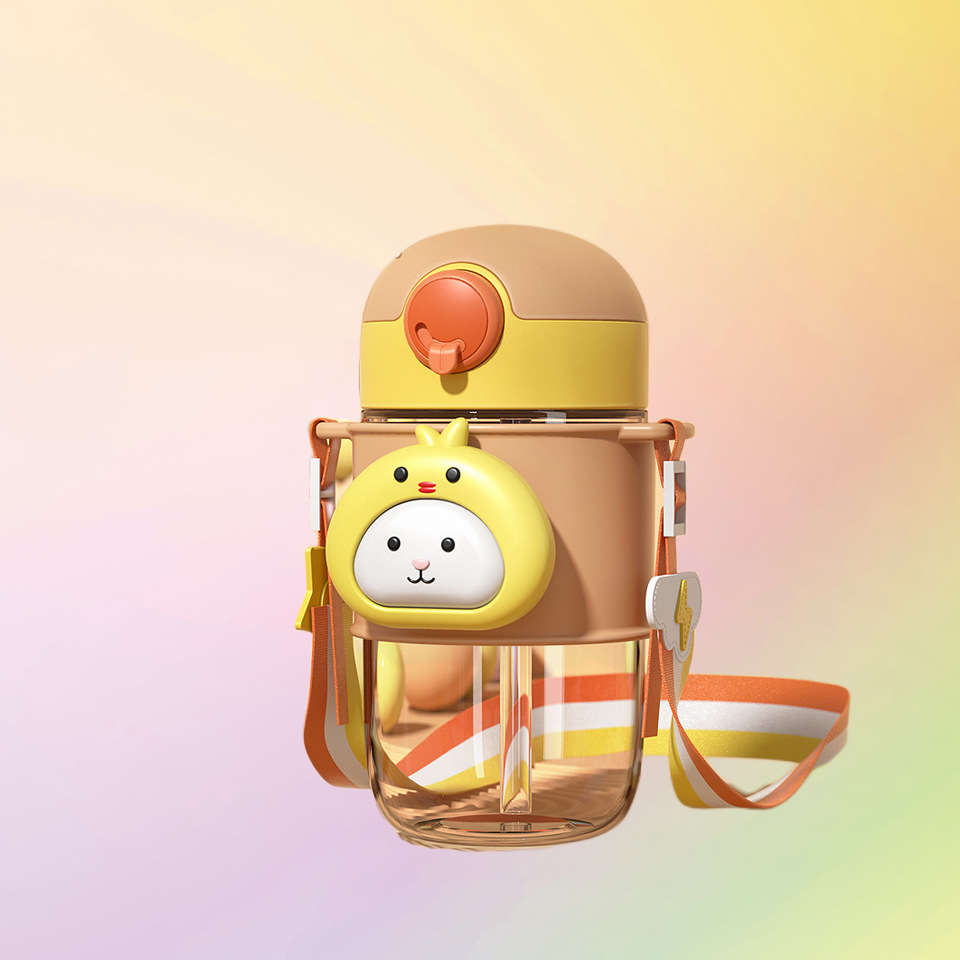 Children's straw cup summer girl students lovely beautiful cup portable large-capacity kettle|650ml