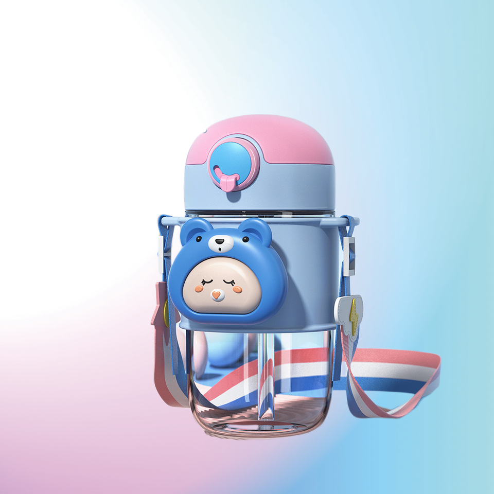 Children's straw cup summer girl students lovely beautiful cup portable large-capacity kettle|650ml