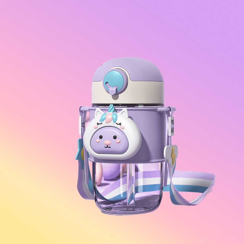 Children's straw cup summer girl students lovely beautiful cup portable large-capacity kettle|650ml