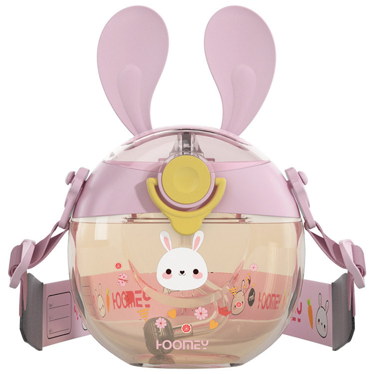 CHILDREN WATER BOTTLE DOUGHNUT PORTABLE KETTLE STRAW | 10 OZ 330ML