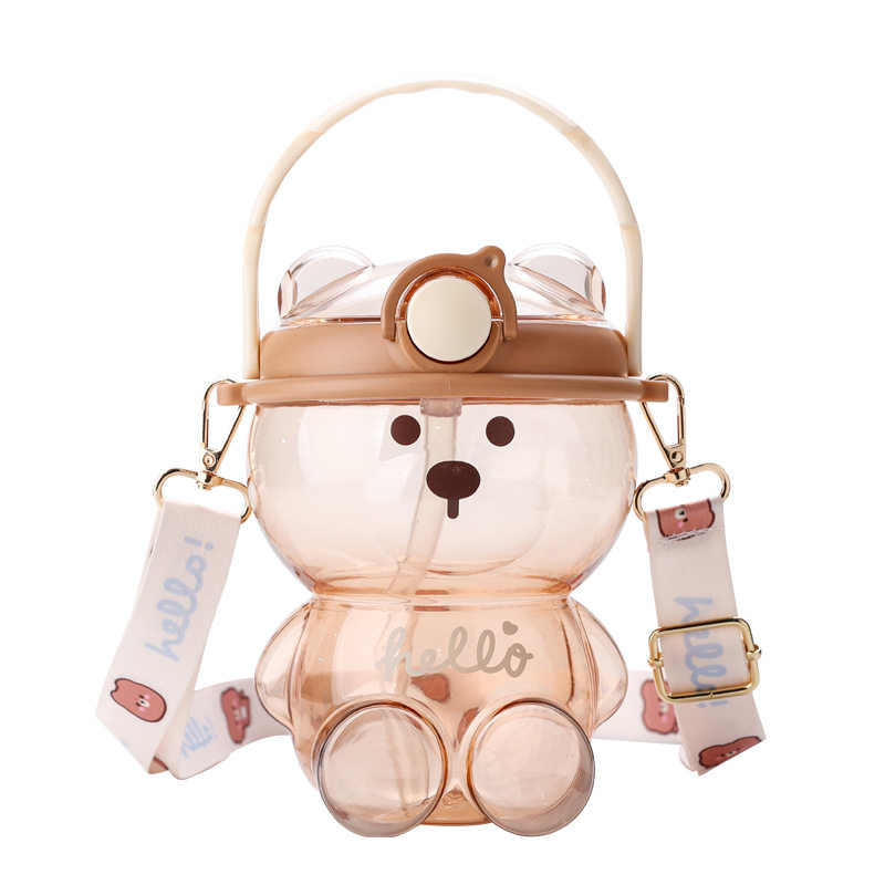 Cute little bear children's water cup factory high-looking large-capacity straw cup|1000ml