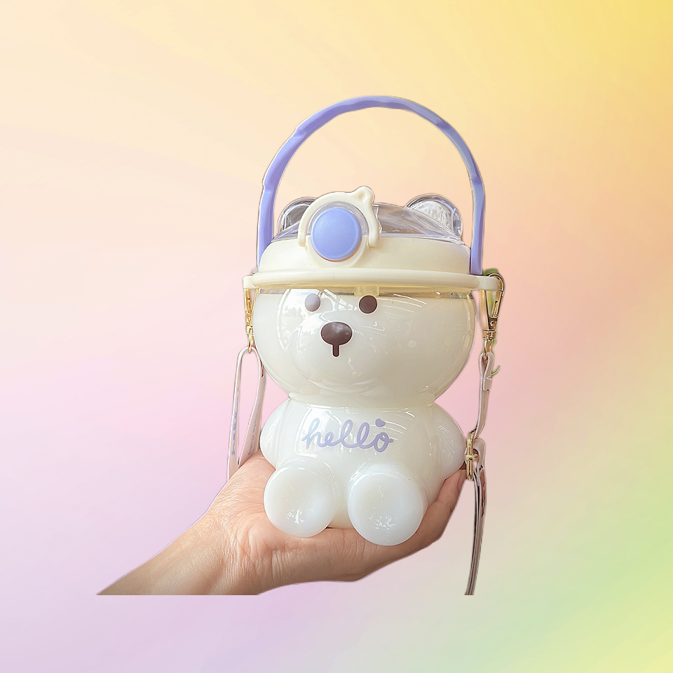 Cute little bear children's water cup factory high-looking large-capacity straw cup|1000ml