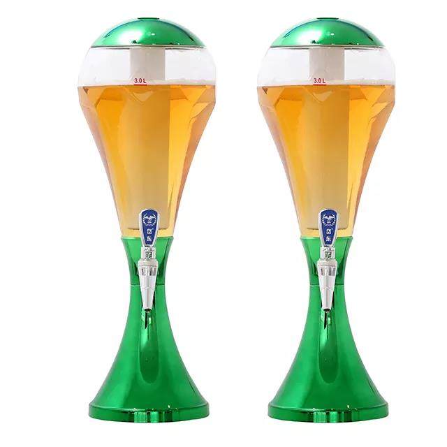 3.5L Spherical Tabletop Beer Tower Beverage Dispenser With Built-in Ice Bucket for ktv or bar--Grace。