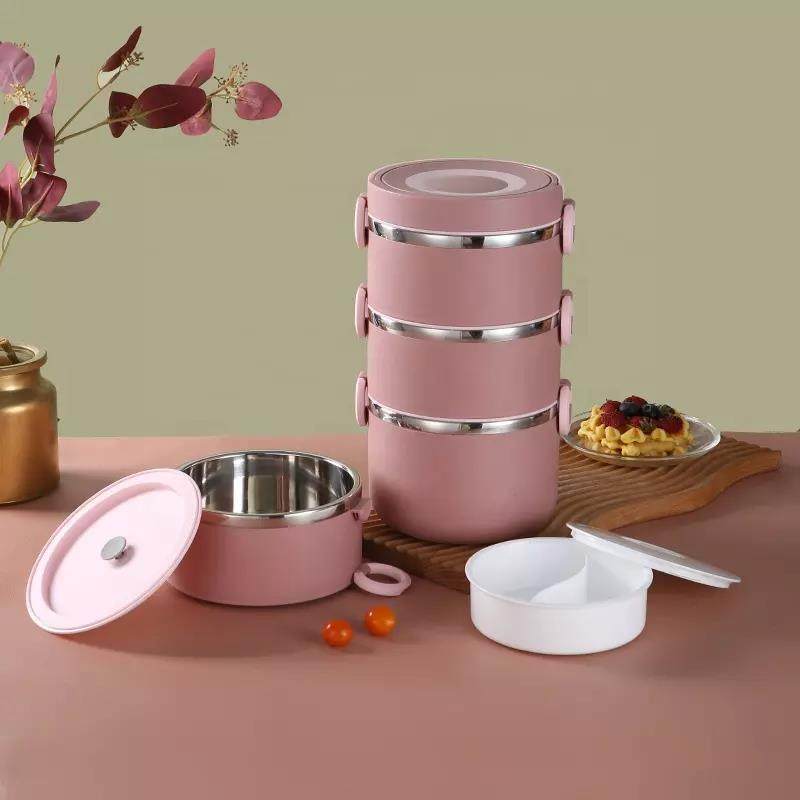 Round Preservation Stainless Steel Lunch Box Multilayer Bento Box Keep Food Warm Food Storage|1000ml
