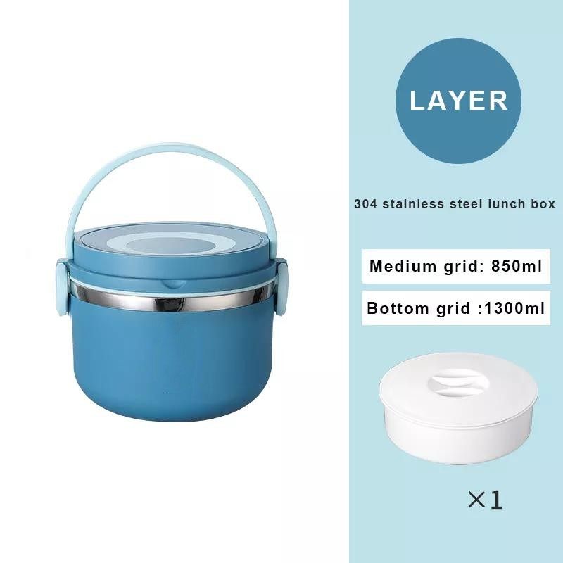Round Preservation Stainless Steel Lunch Box Multilayer Bento Box Keep Food Warm Food Storage|1000ml