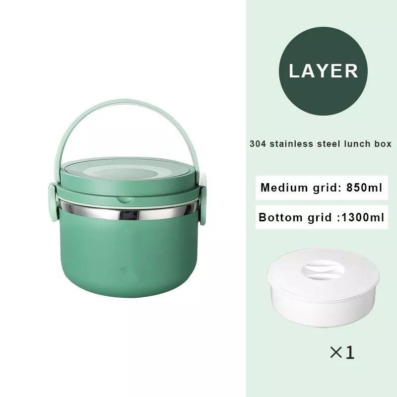 Round Preservation Stainless Steel Lunch Box Multilayer Bento Box Keep Food Warm Food Storage|1000ml