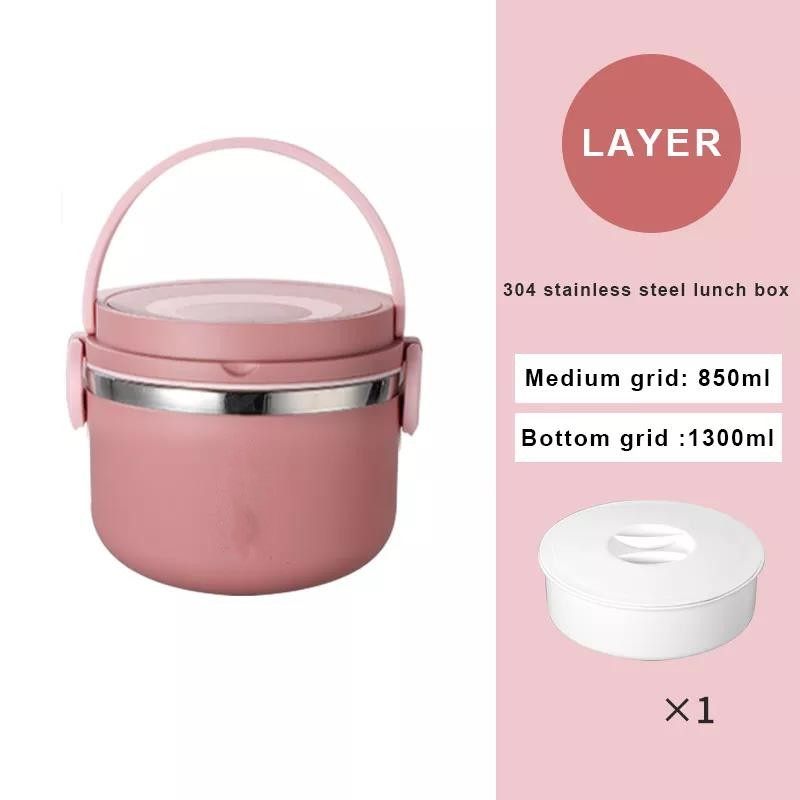 Round Preservation Stainless Steel Lunch Box Multilayer Bento Box Keep Food Warm Food Storage|1000ml