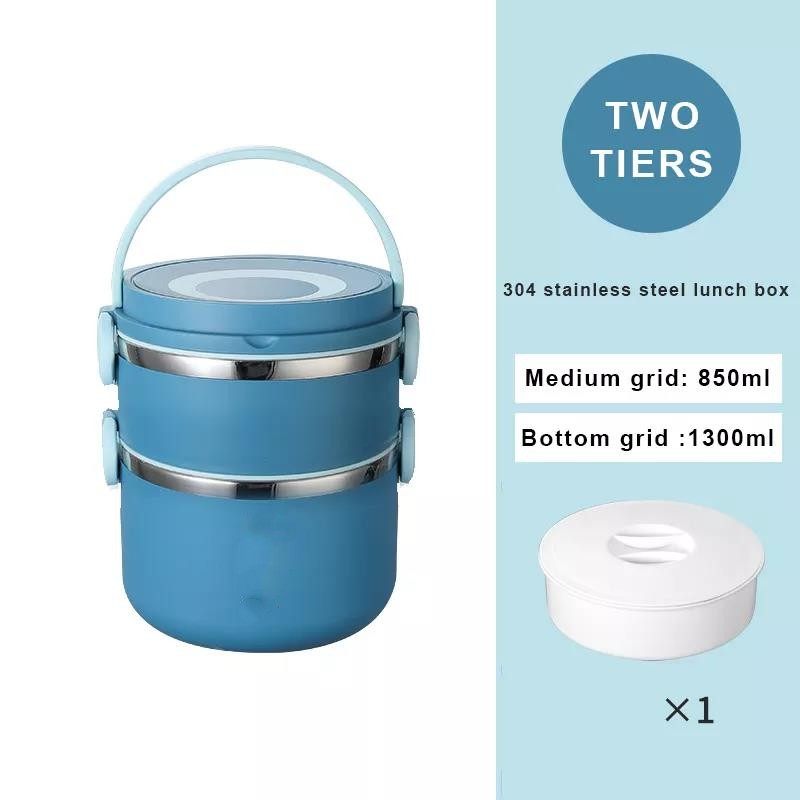 Round Preservation Stainless Steel Lunch Box Multilayer Bento Box Keep Food Warm Food Storage|1000ml