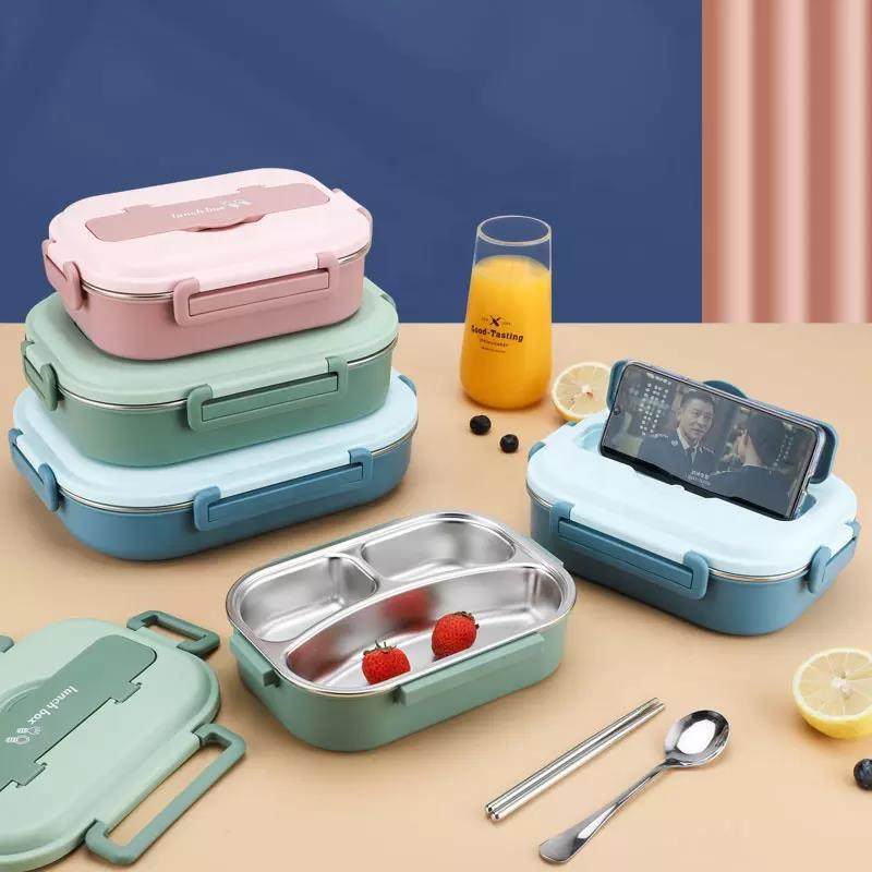 Four Five Compartment Frosted Color Food Container Warmer Lunch Bento Box with PP Lid|1-3L,