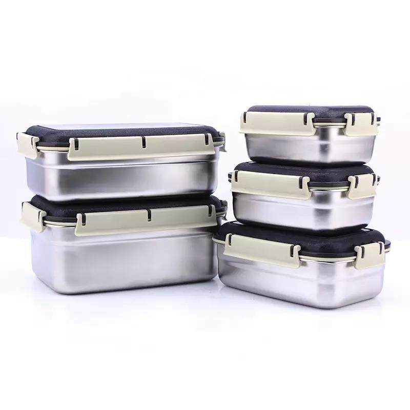 Lightweight wholesale food container rectangle stainless steel lunch storage boxes|1L