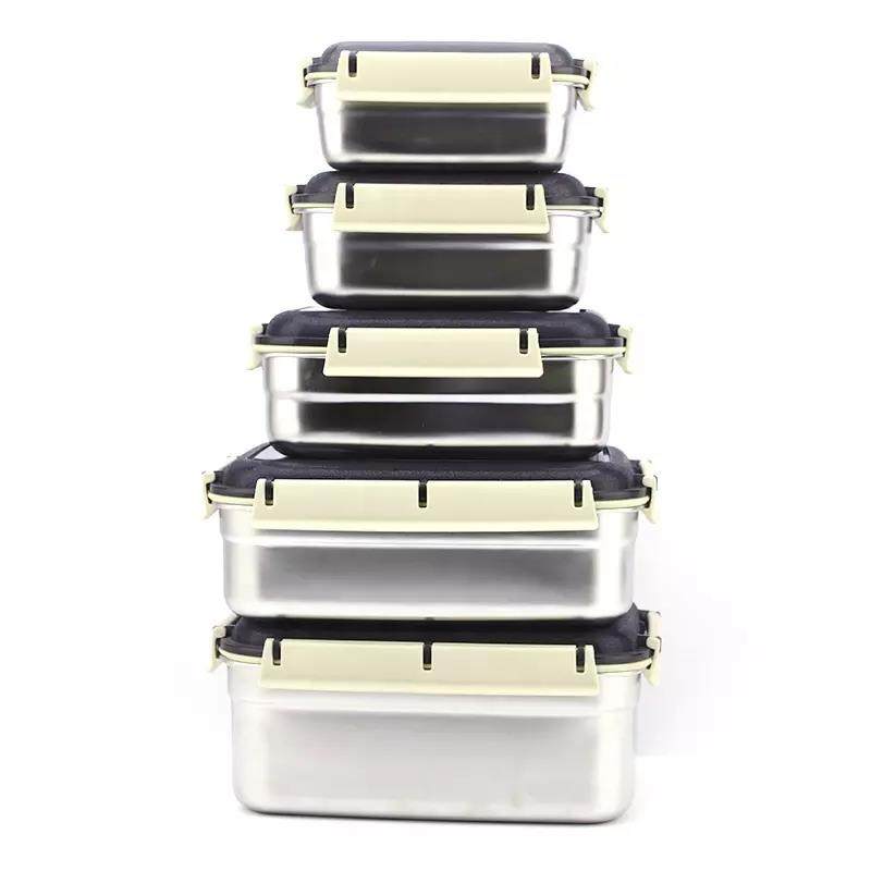 Lightweight wholesale food container rectangle stainless steel lunch storage boxes|1L