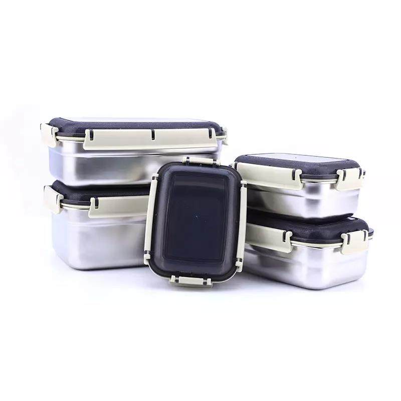 Lightweight wholesale food container rectangle stainless steel lunch storage boxes|1L