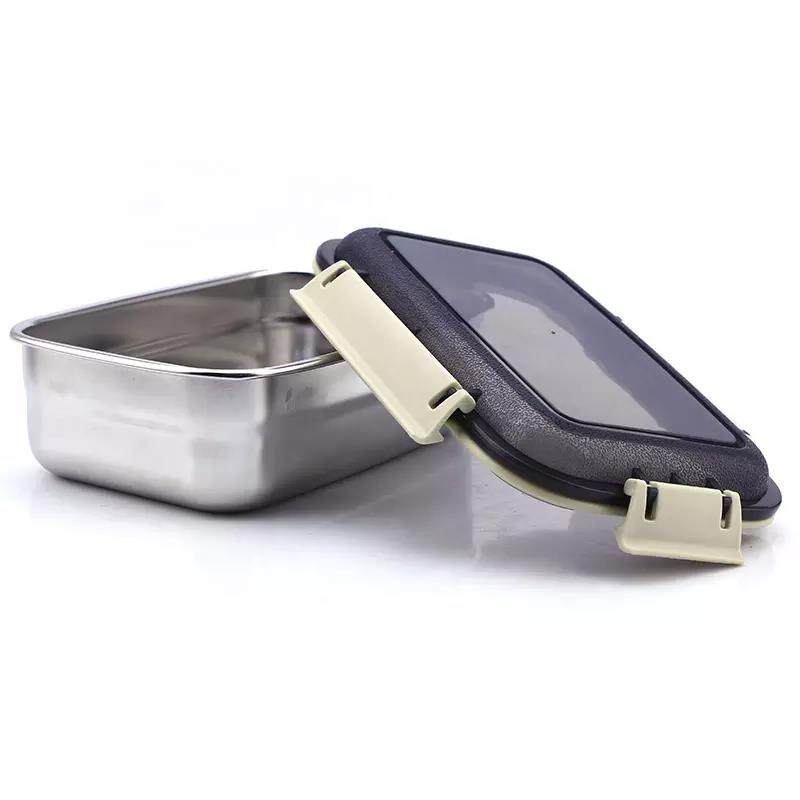 Lightweight wholesale food container rectangle stainless steel lunch storage boxes|1L
