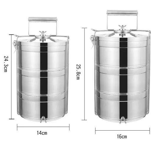 Wholesale 2/3/4/5 layer Round Shape Stackable Kids School Insulation Stainless Steel Bento Lunch Tiffin Box|3-6L
