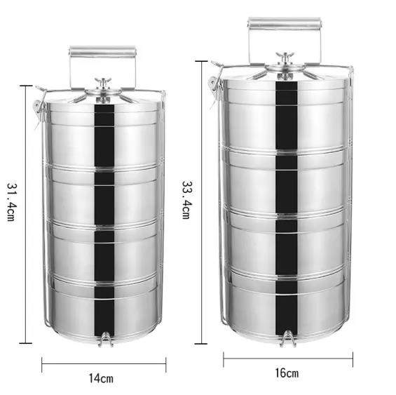 Wholesale 2/3/4/5 layer Round Shape Stackable Kids School Insulation Stainless Steel Bento Lunch Tiffin Box|3-6L