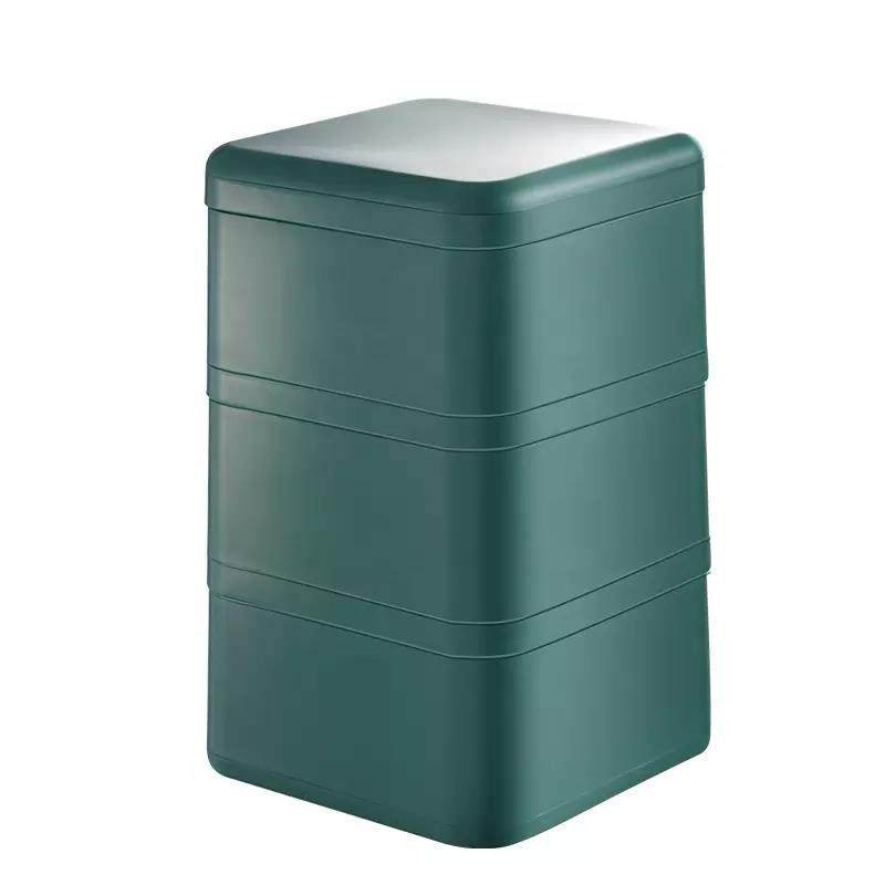 Square PP Stainless Steel Lunch Bento Box Office Fashion Food Container Set for Travel Camping|1-3L