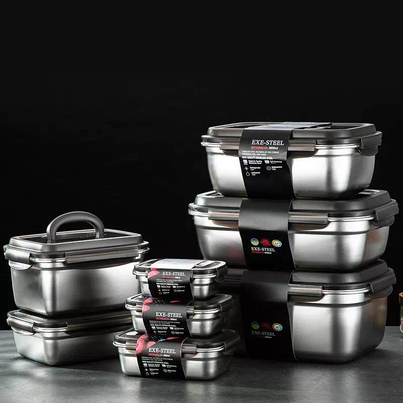 In Stock Stainless Steel Bento Containers Stackable Container School Boxes Custom Plastic Lunch Box|3800-12000ml