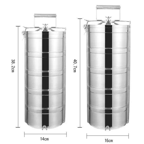 Wholesale 2/3/4/5 layer Round Shape Stackable Kids School Insulation Stainless Steel Bento Lunch Tiffin Box|3-6L