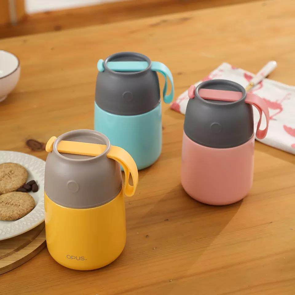 Double Wall Stainless Steel Lunch Box Kids Vacuum Thermos Food Jar Flask With Soup Spoon|450ml