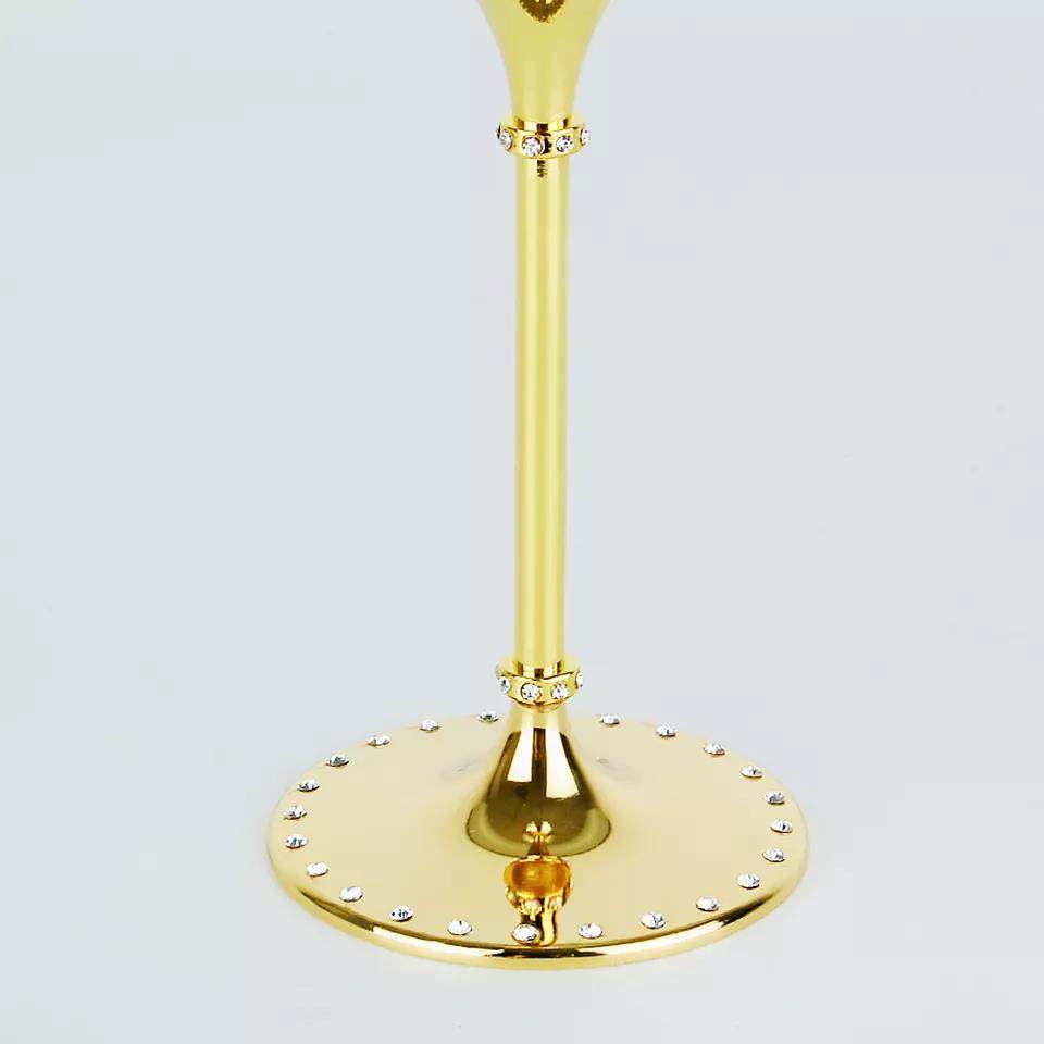 Lead-free clear crystal metal bracket golden wine glass|195ml