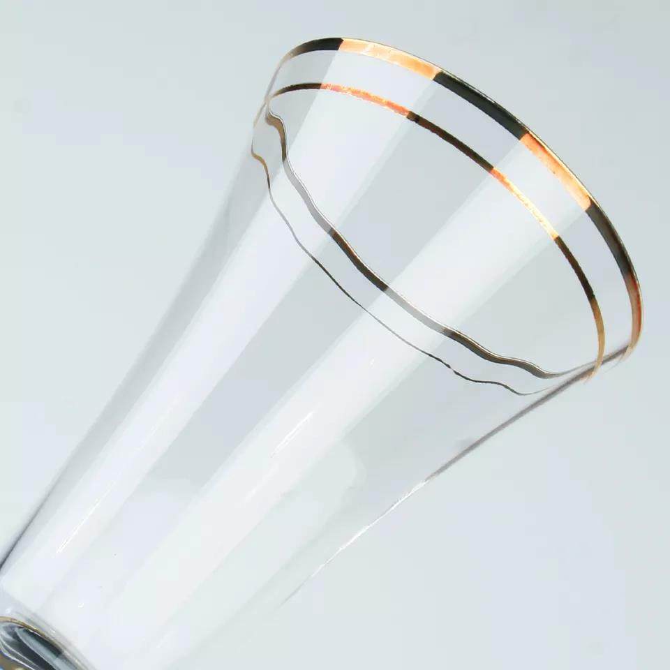 Lead-free clear crystal metal bracket golden wine glass|195ml