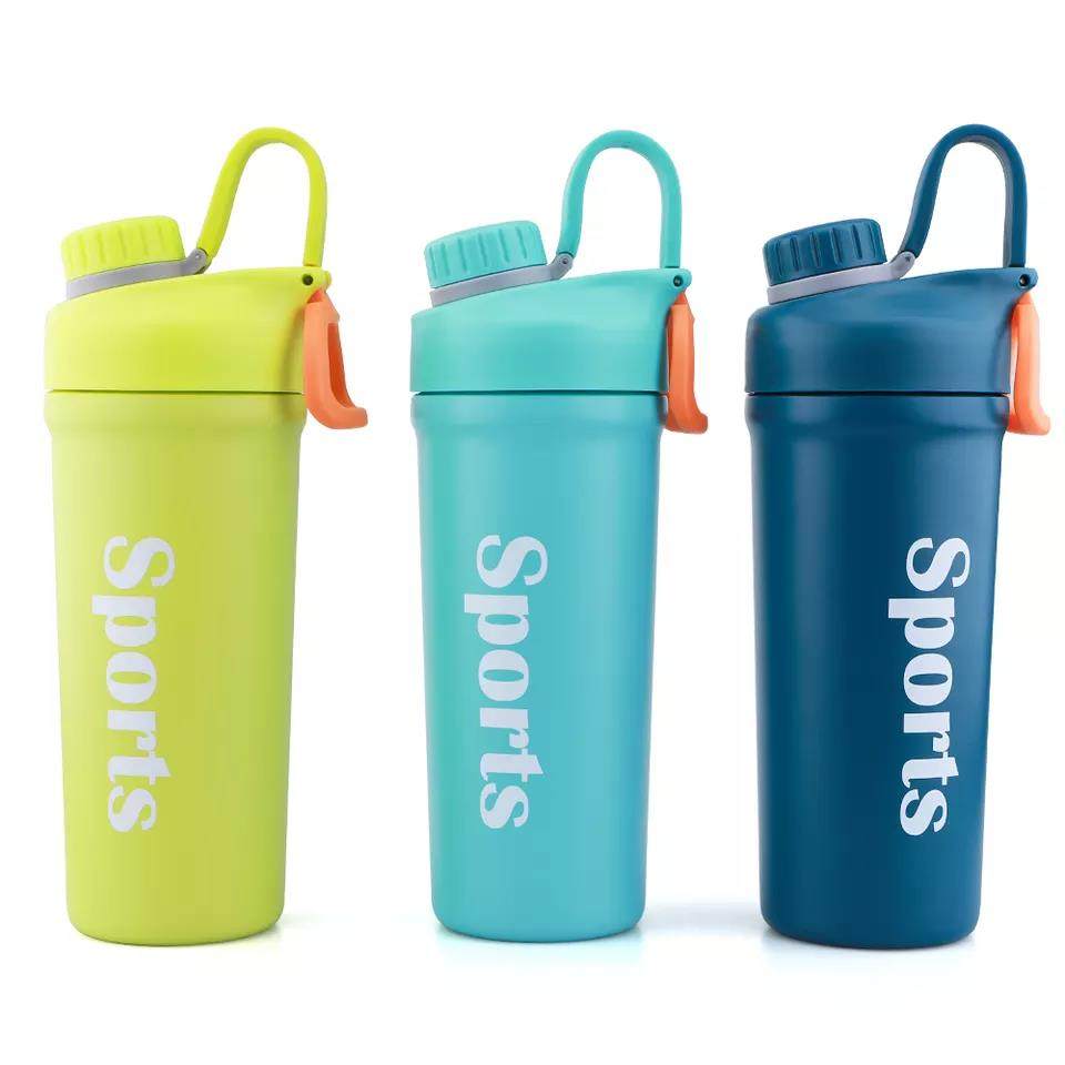 Vacuum heat preservation sports water bottle metal thermos bottle stainless steel ball shaking bottle|20oz