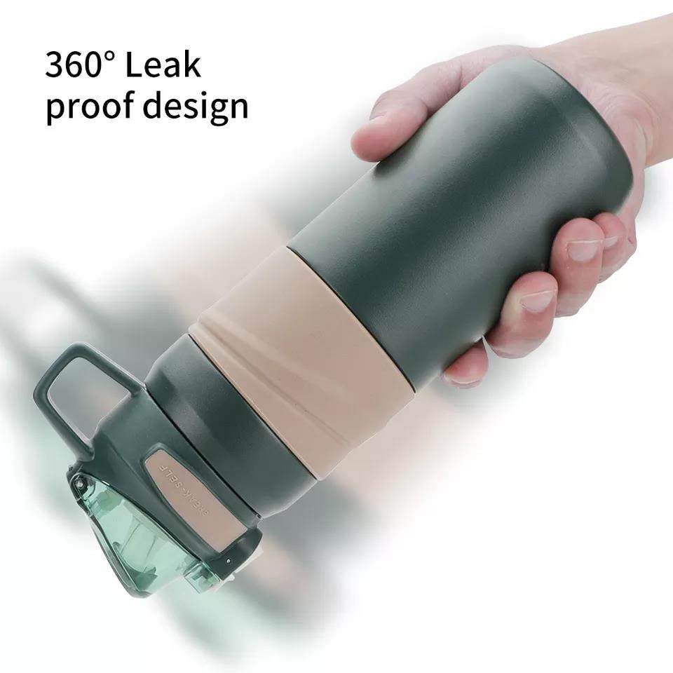 Stainless Steel Sport Vacuum Water Bottle With Handle and Silicone Straw Lid|500ml