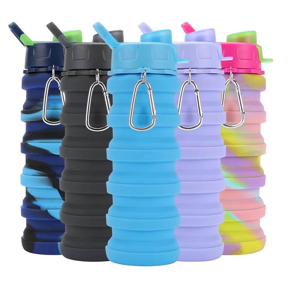 Sport Recycle Drink Collapsible Foldable Silicone Water Bottle Outdoor Sports Drink Bottle|550ml