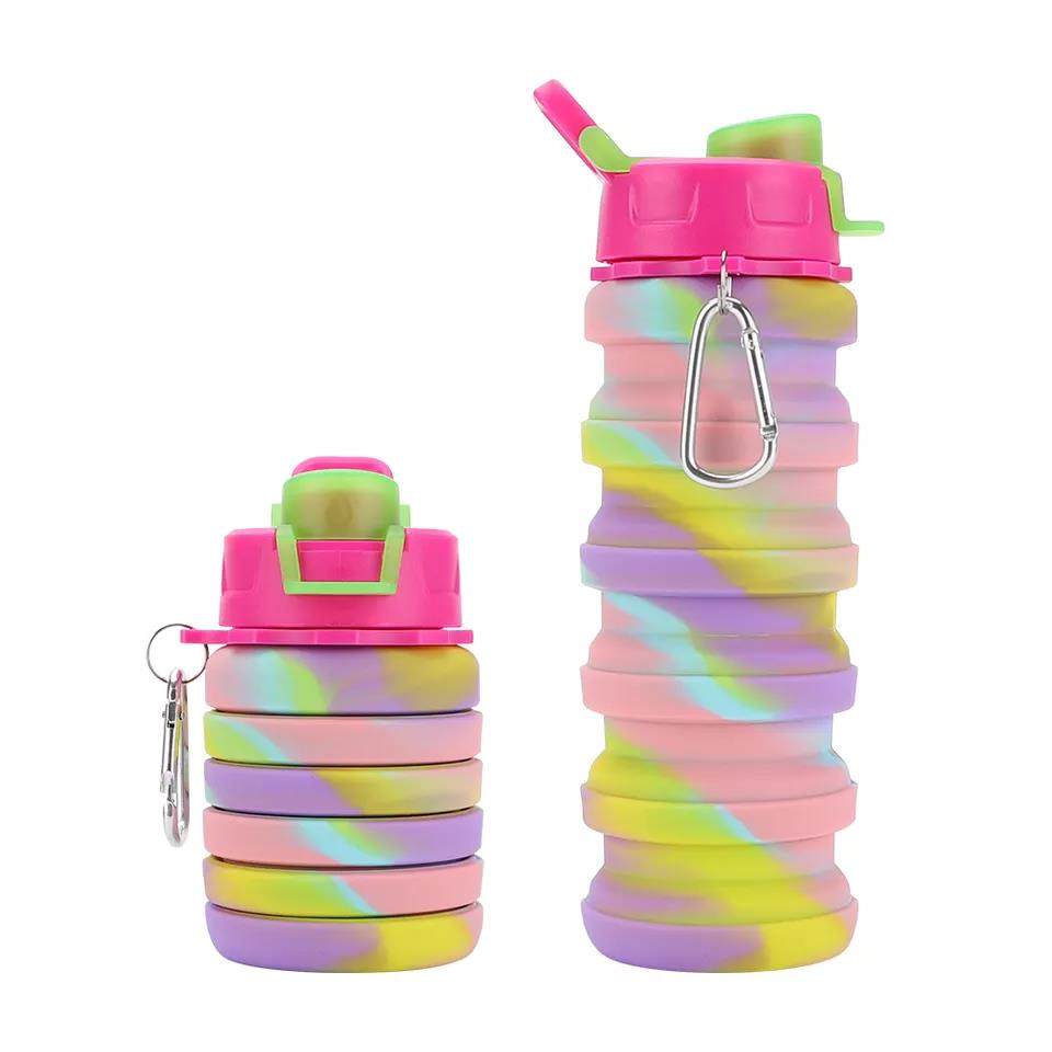Sport Recycle Drink Collapsible Foldable Silicone Water Bottle Outdoor Sports Drink Bottle|550ml
