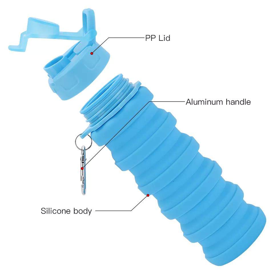 Sport Recycle Drink Collapsible Foldable Silicone Water Bottle Outdoor Sports Drink Bottle|550ml
