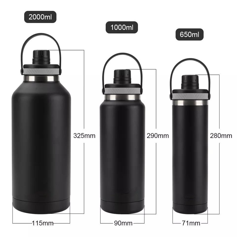 Wide mouth vacuum insulated stainless steel water bottle|2L