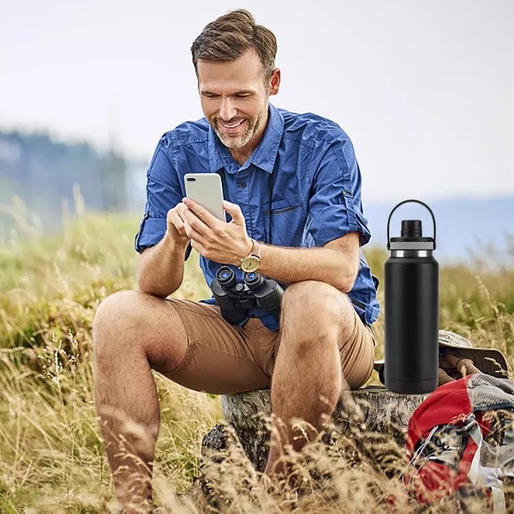 Wide mouth vacuum insulated stainless steel water bottle|2L